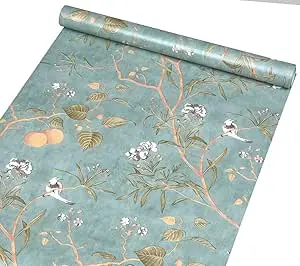 Vintage Botanical Birds Peel‑and‑Stick Wallpaper